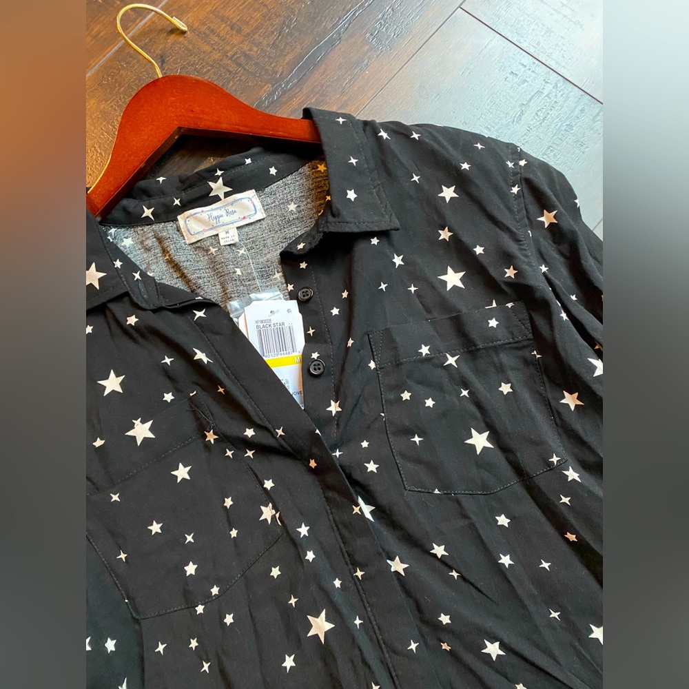 Hippie Rose Stars Button Up Blouse